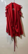 Load image into Gallery viewer, Armani Exchange Womens Red Sleeveless Tie-Front Ruffle Blouse Top Size Medium

