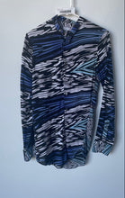 Load image into Gallery viewer, Emporio KJ Mens Blue Black White Printed Long Sleeve Button-Up Shirt Size XS
