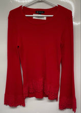 Load image into Gallery viewer, INC International Concepts Womens Red Lace Bell Sleeve Pullover Sweater Size M
