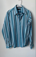 Load image into Gallery viewer, Ted Baker Mens Multicolor Striped Long Sleeve Regular Fit Dress Shirt Size 4
