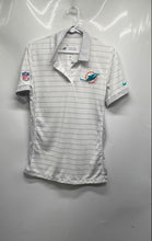 Load image into Gallery viewer, Nike Mens White Striped Miami Dolphins Football NFL Polo Shirt Size S
