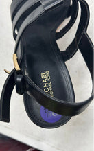 Load image into Gallery viewer, Michael Kors Womens Black Leather Block Heel Platform Strappy Sandals Size 8.5M
