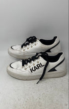 Load image into Gallery viewer, Karl Lagerfeld Womens Stazie White Black Beaded Tennis Sneaker Shoes Size 9.5 M
