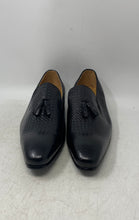 Load image into Gallery viewer, Daochen Mens Black Leather Almond Toe Slip-On Tassel Loafer Shoes Size EUR 44
