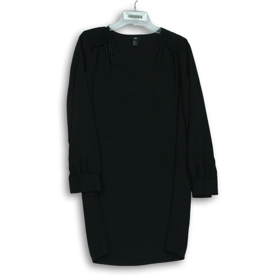 H&M Womens Black Long Sleeve Sheath Dress Size 8