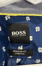 Load image into Gallery viewer, Hugo Boss Mens Blue Printed Regular Fit Stretch Long Sleeve Button-Up Shirt Sz S
