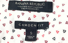 Load image into Gallery viewer, Banana Republic Mens White Geometric Cotton Camden Fit Button-Up Shirt Size S
