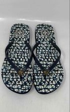 Load image into Gallery viewer, Authentic Tory Burch Womens Navy Blue Printed Slip-On Flip-Flop Sandals Size 8-9
