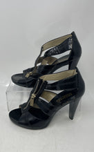 Load image into Gallery viewer, Michael Kors Womens Black Leather Open Toe Block Heel Strappy Sandals Size 5 M
