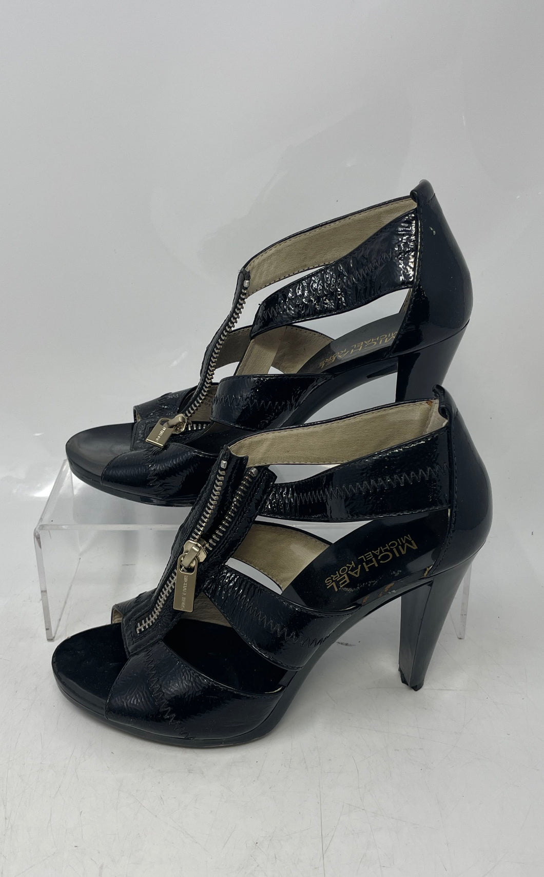 Michael Kors Womens Black Leather Open Toe Block Heel Strappy Sandals Size 5 M