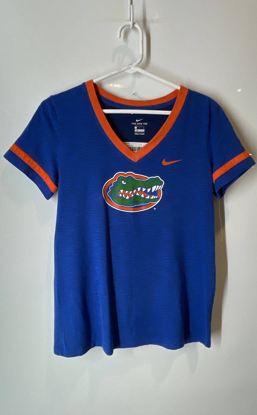 Nike Womens Blue NCAA Florida Gators Football V-Neck Pullover T-Shirt Size S