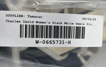 Load image into Gallery viewer, Charles David Womens Black White Leather Block T-Strap Pump Heels Size 37.5
