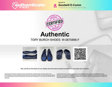 Load image into Gallery viewer, Authentic Tory Burch Womens Minnie Blue Leather Ballet Flats Size 10.5M Damaged

