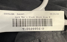 Load image into Gallery viewer, Zara Mens Black Long Sleeve Collared Regular Fit Button-Up Shirt Size M-L
