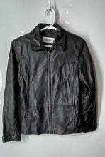 Load image into Gallery viewer, Blassport Womens Black Leather Long Sleeve Collared Full-Zip Jacket Size S
