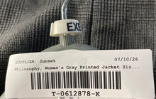 Load image into Gallery viewer, Philosophy Womens Gray Glen Plaid Long Sleeve Open Front Jacket Sz 10 With Tags
