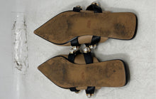 Load image into Gallery viewer, Zara Womens Brown Black Leather Pointed Toe Slip-On Pearl Mule Flats Size EUR 35

