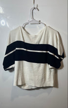 Load image into Gallery viewer, Vince Camuto Womens White Black Boat Neck Blouse Top Size Small
