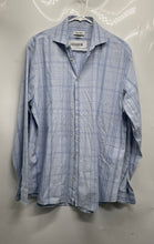 Load image into Gallery viewer, Calvin Klein Mens Blue Plaid Cotton Long Sleeve Regular Fit Dress Shirt Size 16
