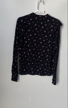 Load image into Gallery viewer, H&amp;M Girls Black Floral Long Sleeve Mock Neck Ruffle Blouse Top Size 20
