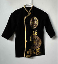 Load image into Gallery viewer, Moon Boys Black Asymmetric Button Traditional African Dashiki Shirt Size 6
