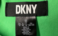 Load image into Gallery viewer, DKNY Womens Green Faux Wrap Long Balloon Sleeve Back-Zip Midi Dress Size 16
