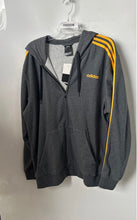 Load image into Gallery viewer, Adidas Mens Gray Long Sleeve Yellow Striped Full-Zip Hoodie Size XL With Tag
