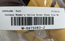 Load image into Gallery viewer, Contesa By Italian Shoemakers Womens Yellow Brown Wedge Heel Slide Sandals Sz 8M
