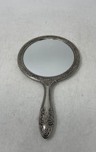 Load image into Gallery viewer, Silver-Tone Swirl Engraved Collectible Round Shape Hand Mirror
