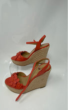 Load image into Gallery viewer, Michael Kors Womens Beige Dark Nude Leather Wedge Heel Slingback Sandals Size 6M

