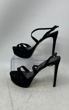 Load image into Gallery viewer, Idore Womens Black Leather Buckle Open Toe Stiletto Platform Heels Size 7B
