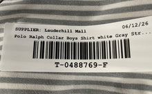 Load image into Gallery viewer, Polo Ralph Lauren Boys White Gray Striped Spread Collar Polo Shirt Size Medium
