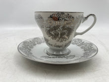 Load image into Gallery viewer, Set Of 2 Pcs Norcrest Ceramic Silver 25th Anniversary China Teacup &amp; Saucer Set
