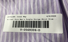 Load image into Gallery viewer, Michael Kors Mens Purple Striped Long Sleeve Dress Shirt Size 17.5
