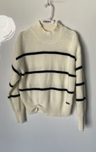 Load image into Gallery viewer, Calvin Klein Womens Cream Black Striped Knitted Pullover Sweater Size L
