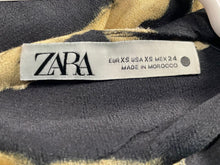 Load image into Gallery viewer, Zara Womens Beige Black Tie Dye Long Sleeve Blouse Top Sz XS Back Button Missing

