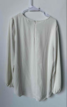 Load image into Gallery viewer, Elie Tahari Womens Off White Keyhole Neck Long Sleeve Back Zip Blouse Top Size L
