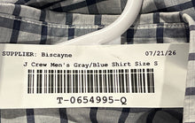 Load image into Gallery viewer, J.Crew Mens Gray Blue Plaid Cotton Long Sleeve Collared Button-Up Shirt Size S
