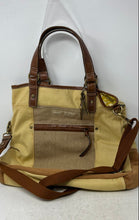 Load image into Gallery viewer, Fossil Womens Brown Beige Yellow Double Handle Outer Pockets Lined Tote Handbag
