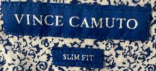 Load image into Gallery viewer, Vince Camuto Mens White Blue Floral Slim Fit Dress Shirt Size M 15.5 34/35
