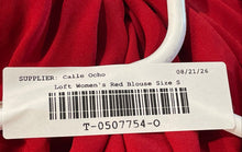 Load image into Gallery viewer, Loft Womens Red Long Sleeve V-Neck Side Tie Blouse Top Size Small
