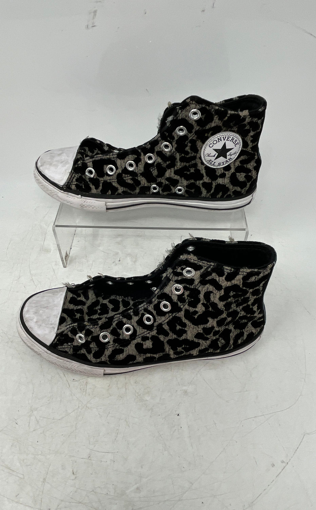 Converse Kids CTAS A06789F Black Animal Print Sneaker Shoes Size 3 No Laces