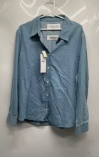 Load image into Gallery viewer, Calvin Klein Womens Blue Denim Long Sleeve Collared Button-Up Shirt Sz XL W/Tags
