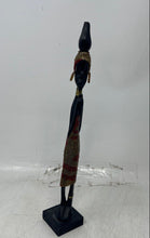 Load image into Gallery viewer, Lot Of 2 Handmade African Ebony Wood Statues Beaded Maasai Tribe Figures
