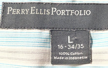 Load image into Gallery viewer, Perry Ellis Portfolio Mens Multicolor Striped Print Cotton Dress Shirt Size L
