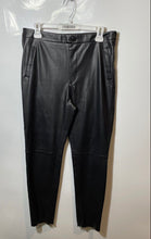 Load image into Gallery viewer, Zara Womens Black Faux Leather Flat Front Skinny Leg Ankle Pants Size Large
