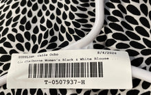 Load image into Gallery viewer, Liz Claiborne Womens Black White Abstract Floral Flutter Sleeve Blouse Top Sz S
