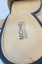 Load image into Gallery viewer, Michael Kors Womens Black Leather Open Toe Wedge espadrilles Sandals Size 7.5M
