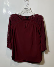 Load image into Gallery viewer, Express Womens Wine 3/4 Sleeve Round Neck Keyhole Cutout Tunic Blouse Top Sz S/P
