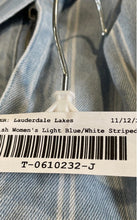 Load image into Gallery viewer, Kittenish Womens Light Blue White Striped Pockets Jean Paperbag Shorts Size S
